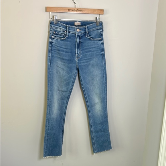 Mother The Mid Rise Dazzler Ankle Fray Jean Riding the Cliffside Sz 25 - Picture 5 of 16